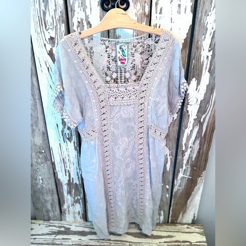 Johnny Was Embroidered Lace Dress Shell only Size XS Sheer